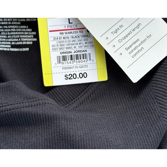 All in Motion Seamless Rib Cropped Shirt Black Size Large - Picture 8 of 8